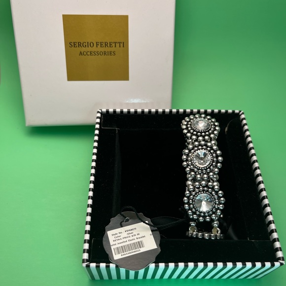 Silver Crystal Jewelled Stretch Bracelet - Picture 2 of 10